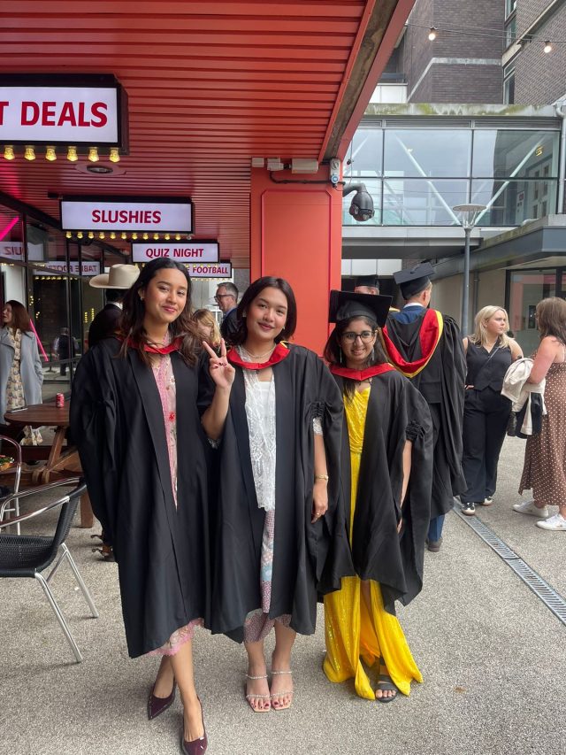 Three students of the Communication Program, Binus University International graduated from Northumbria University