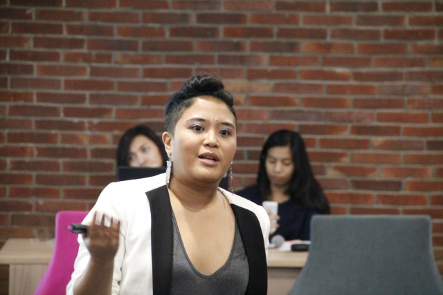 Kartika Jahja, Anti- Violence Against Woman and gender equality activist, at Tech Media Talk on Tuseday (3/29). Kartika adds that violence against women is not always physical, as insults or verbal abuse towards women are also considered as violence