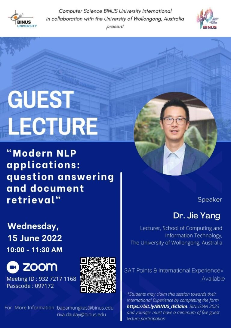 Guest Lecturing: “Modern NLP applications: question answering and document retrieval”